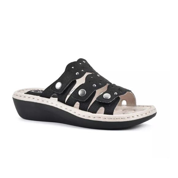 Cliffs by White Mountain Caring Slide Sandal in  Black Smooth Size‎ 9 M New - Picture 1 of 10